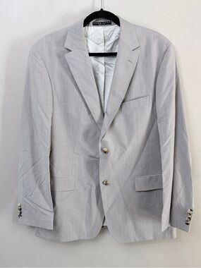 BOSS Hugo Boss Light Grey Full 2-Piece Suit Italian Guabello Super 130s Wool 42
